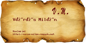 Vörös Milán névjegykártya